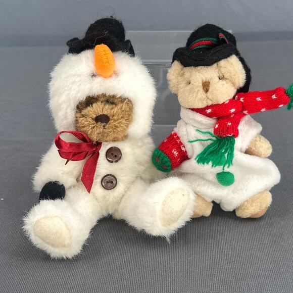 VTG Ganz Wee Bear Village Snowman Bear Pair Plush 1995 Kurt S Adler Christmas - Picture 1 of 12
